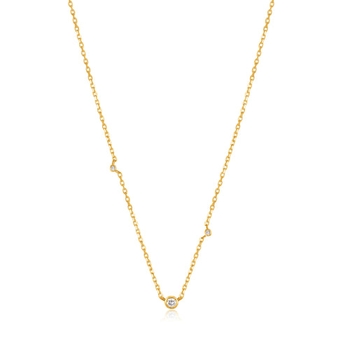 14kt Gold Triple Natural Diamond Necklace